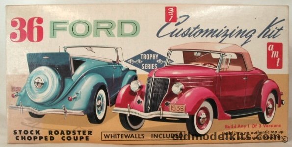 AMT 1/25 1936 Ford Stock Roadster or Chopped or Stock Coupe 3 In 1 Kit, 149 plastic model kit